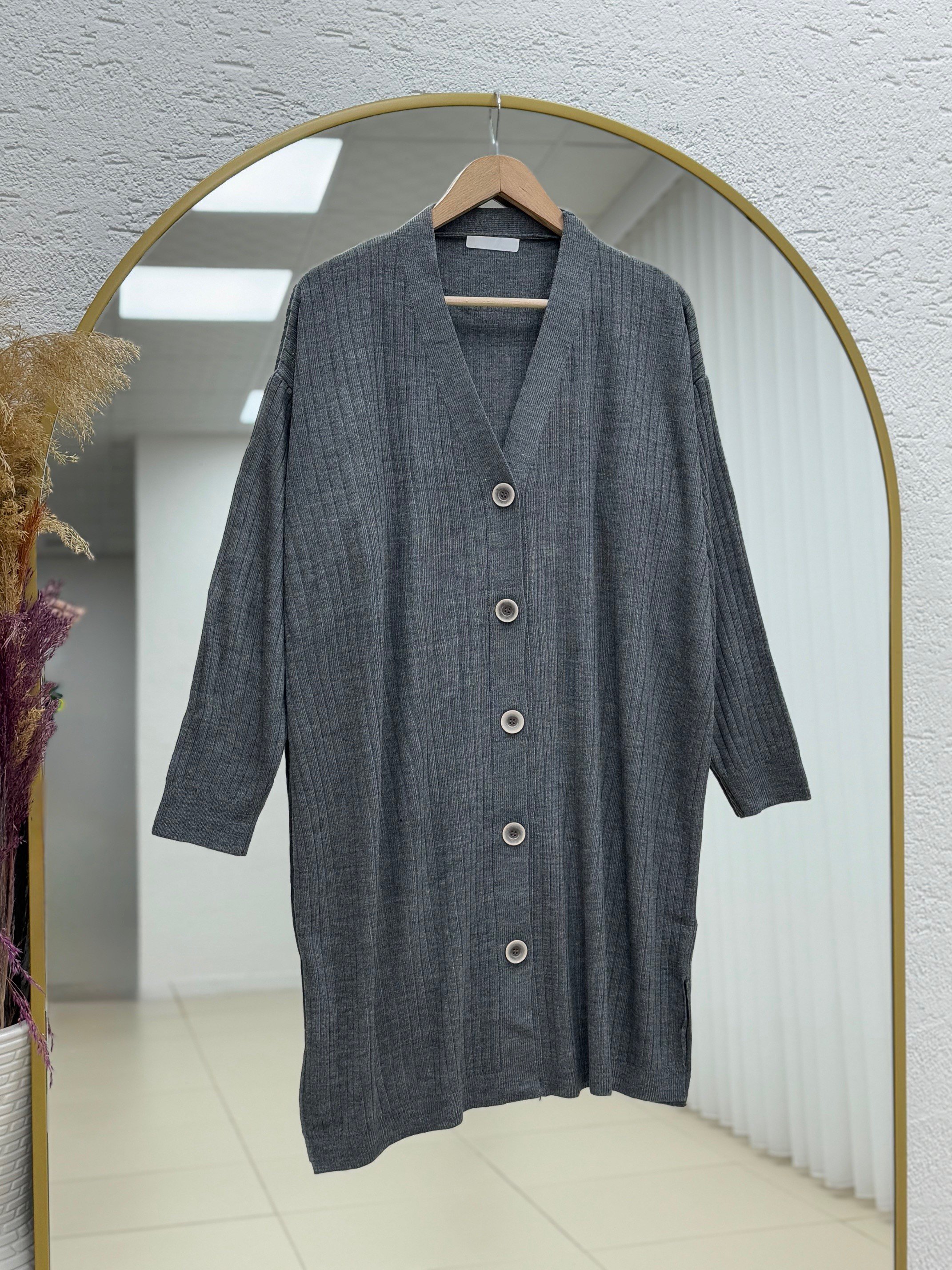 Alvena 5 Düğmeli Fitilli Hırka-Zİ6163 Antrasit