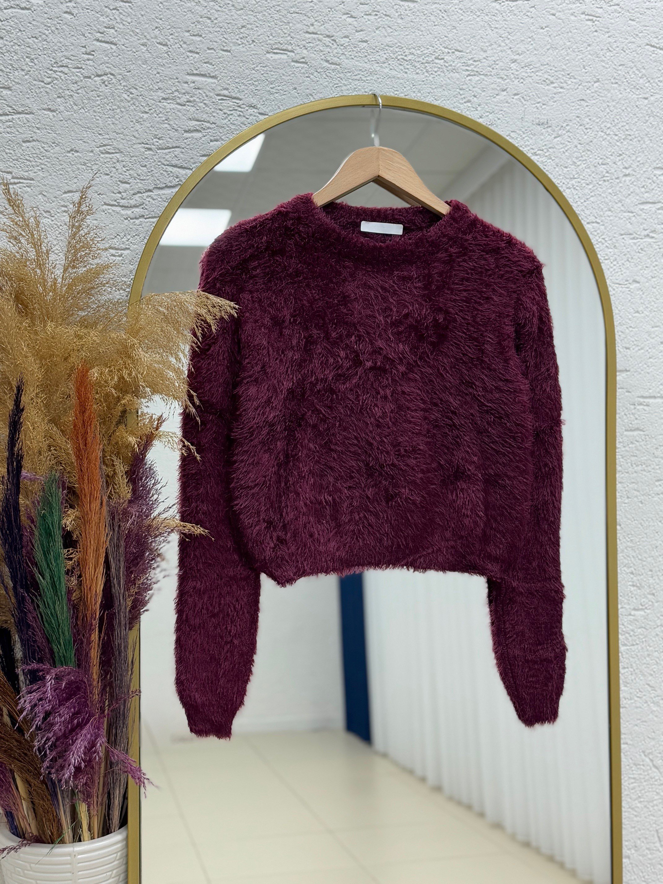 Alyona Kısa Yumoş Kazak-Zİ5576 Bordo