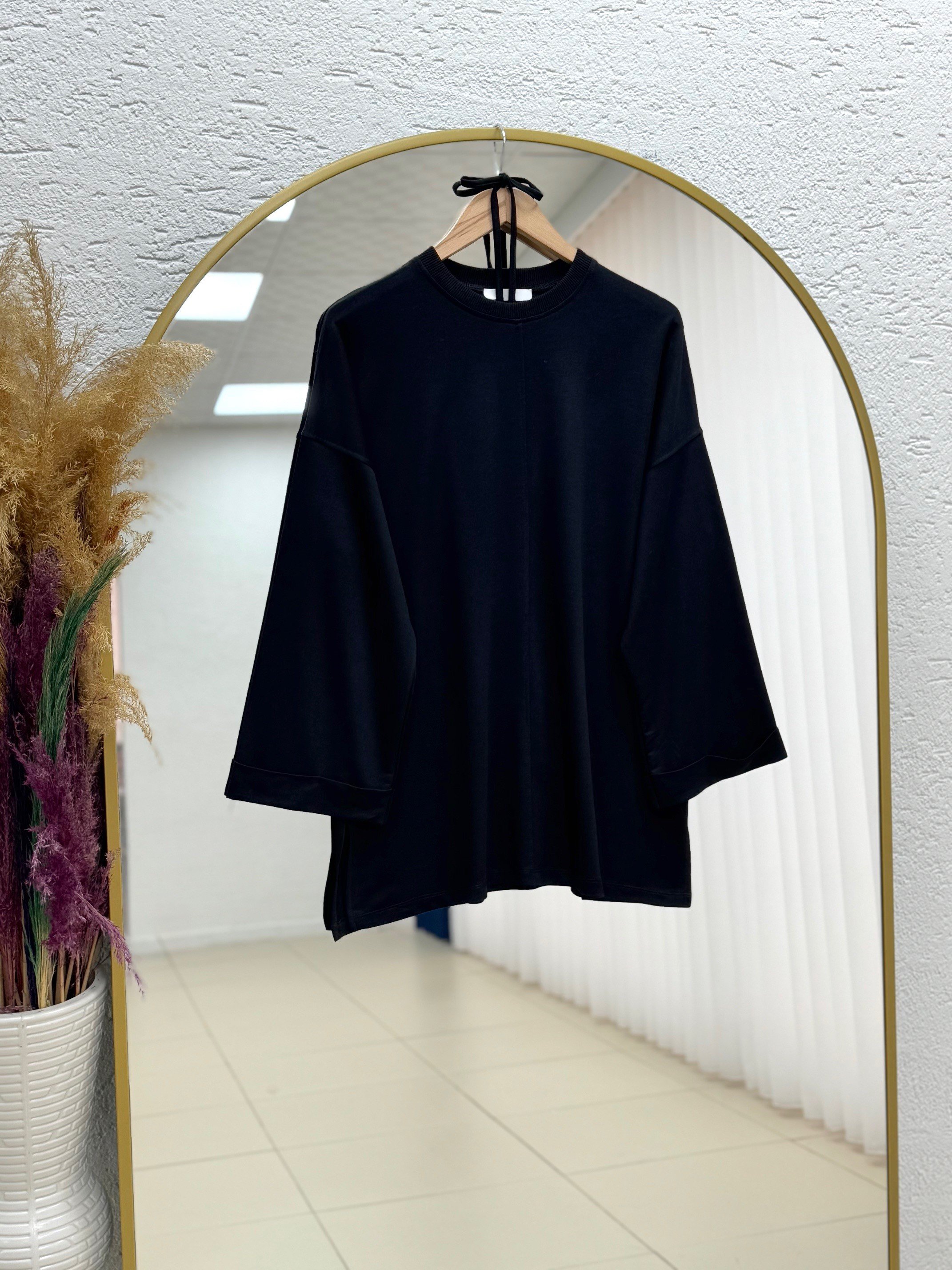 Ariyla Önü Ve Kol Ucu Dikişli Yanları Yırtmaçlı İki İp Sweat-ZN5988 Siyah