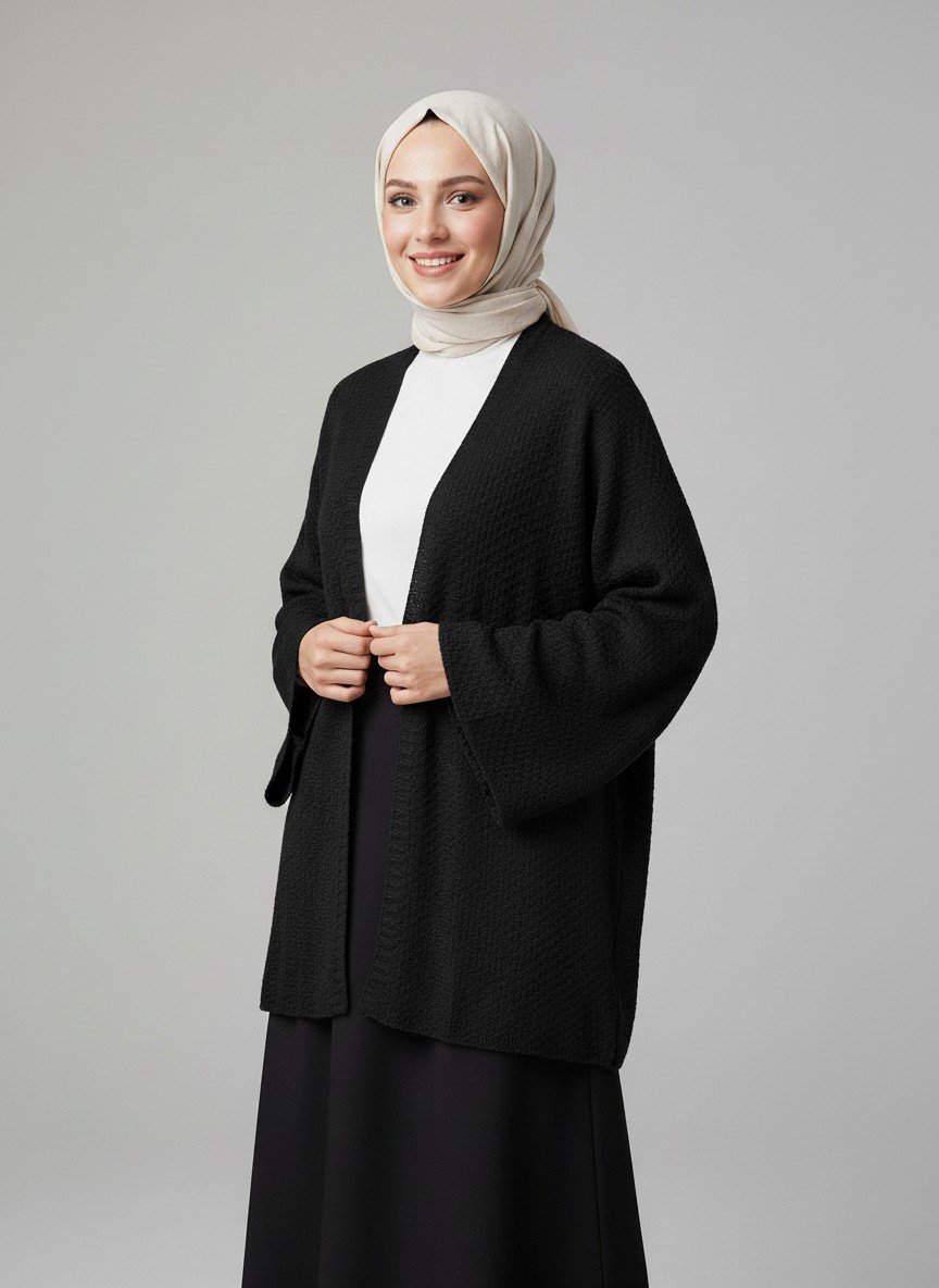 Bemella Pirinç Hırka-MN2248 Siyah