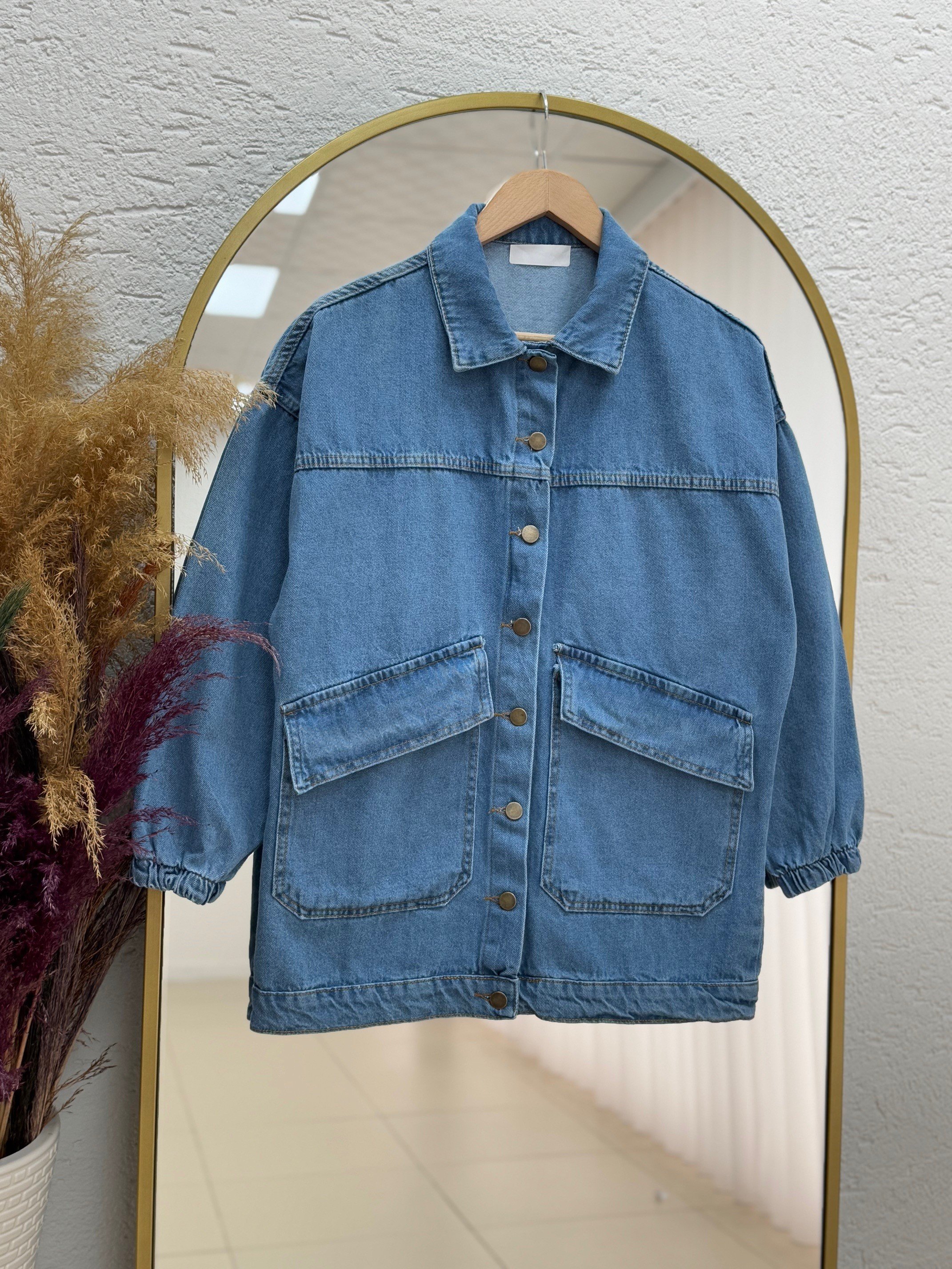 Capenia Cepleri Kapaklı Robalı Kot Ceket-LS3322 Mavi