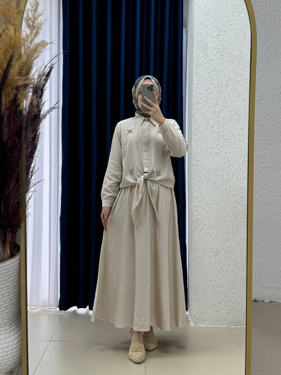 Dilfuruz Gömleği Taşlı ve Bağlamalı Etekli Takım-MF510 Taş