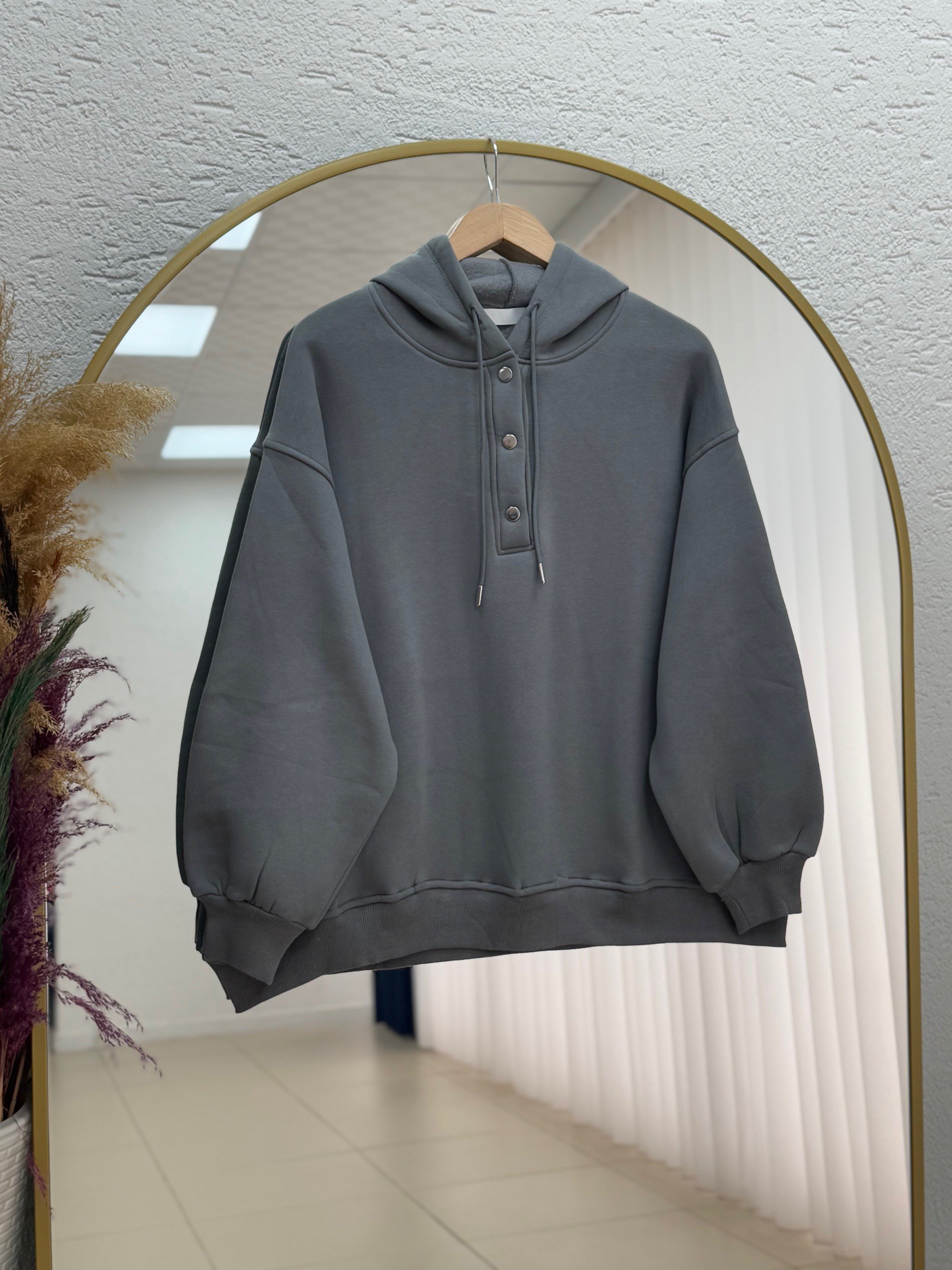 Dormora Kapşonlu Çıtçıtlı Üç İp Sweat-ZN5888 Antrasit