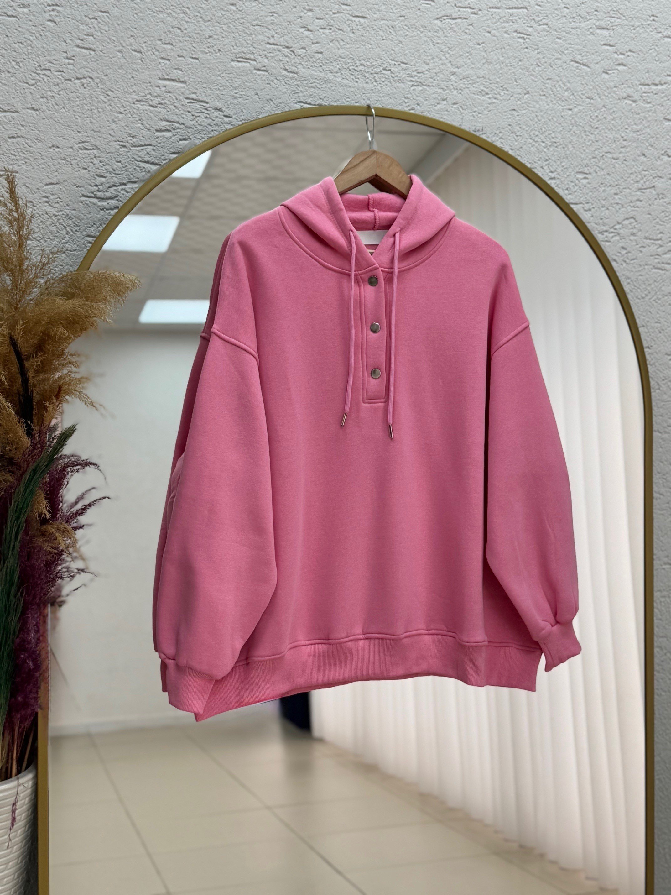 Dormora Kapşonlu Çıtçıtlı Üç İp Sweat-ZN5888 Pembe
