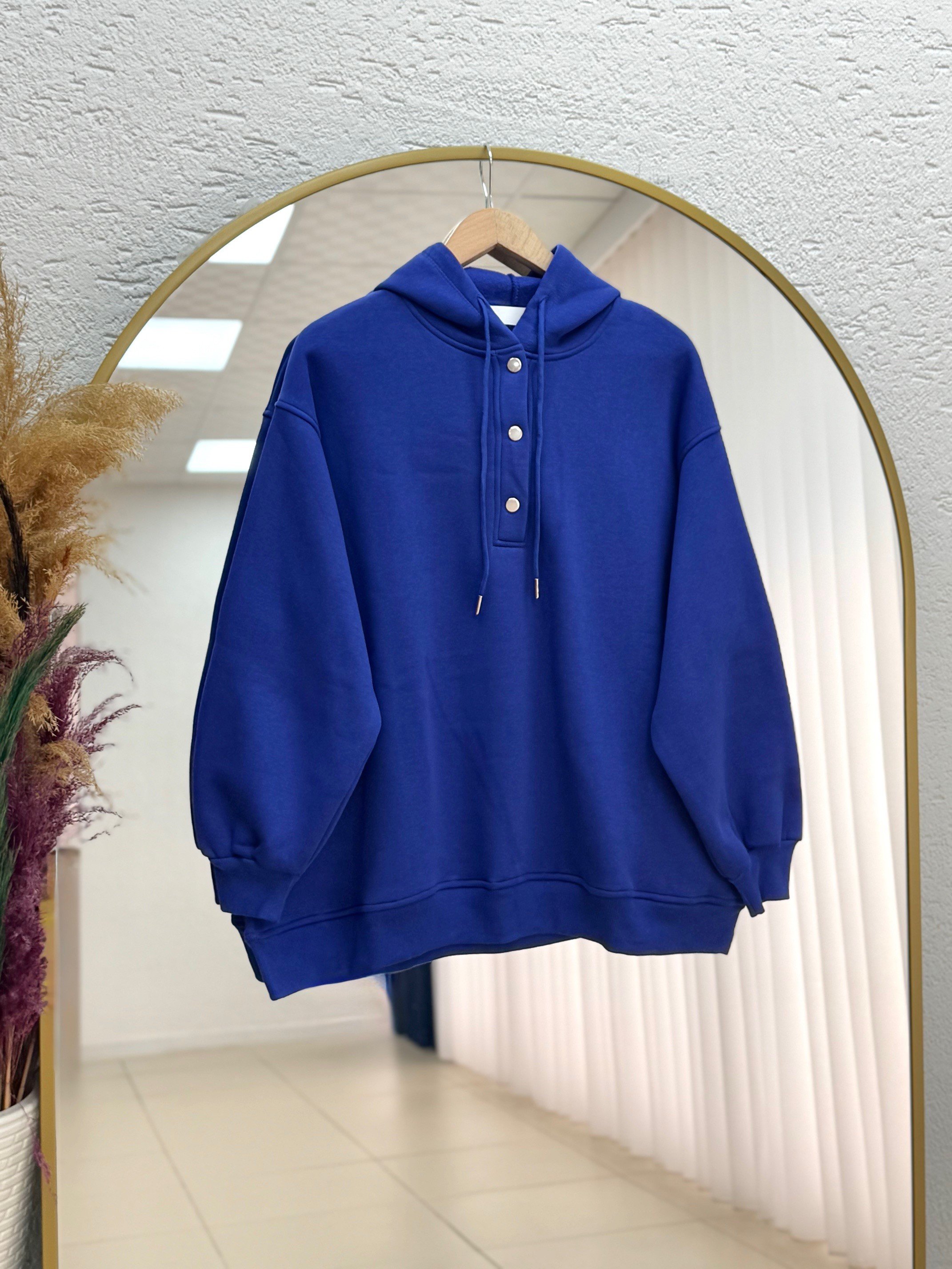 Dormora Kapşonlu Çıtçıtlı Üç İp Sweat-ZN5888 Saks