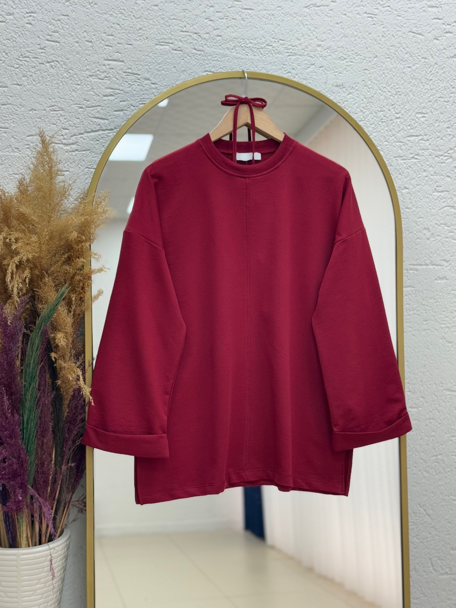Doryla Kol Ucu Dikiş Detay Sweat-BN4498 Bordo