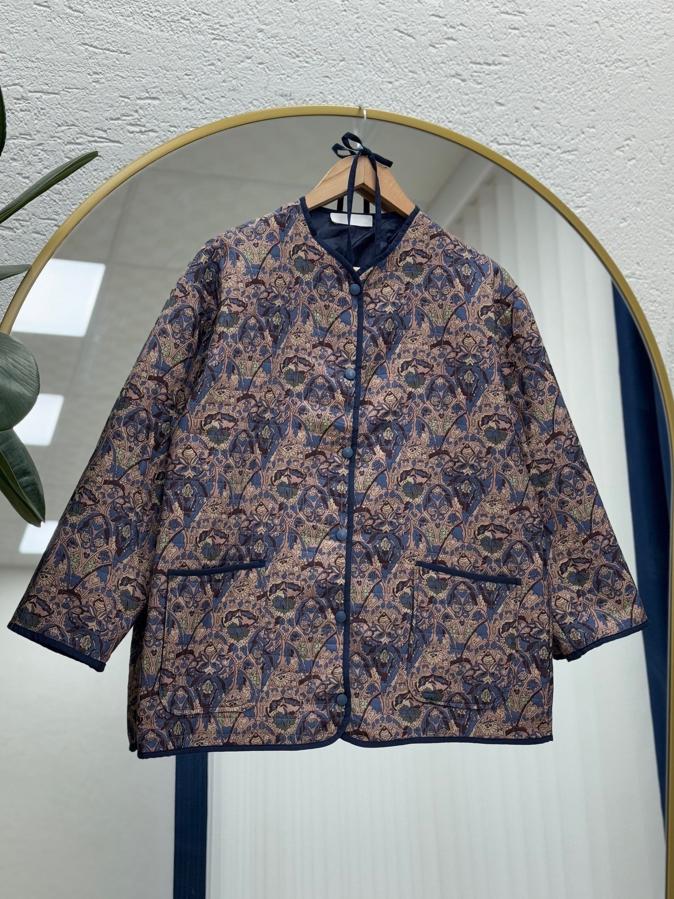 Elique Çıtçıtlı Çift Cepli Desenli Ceket-BN4325 İndigo