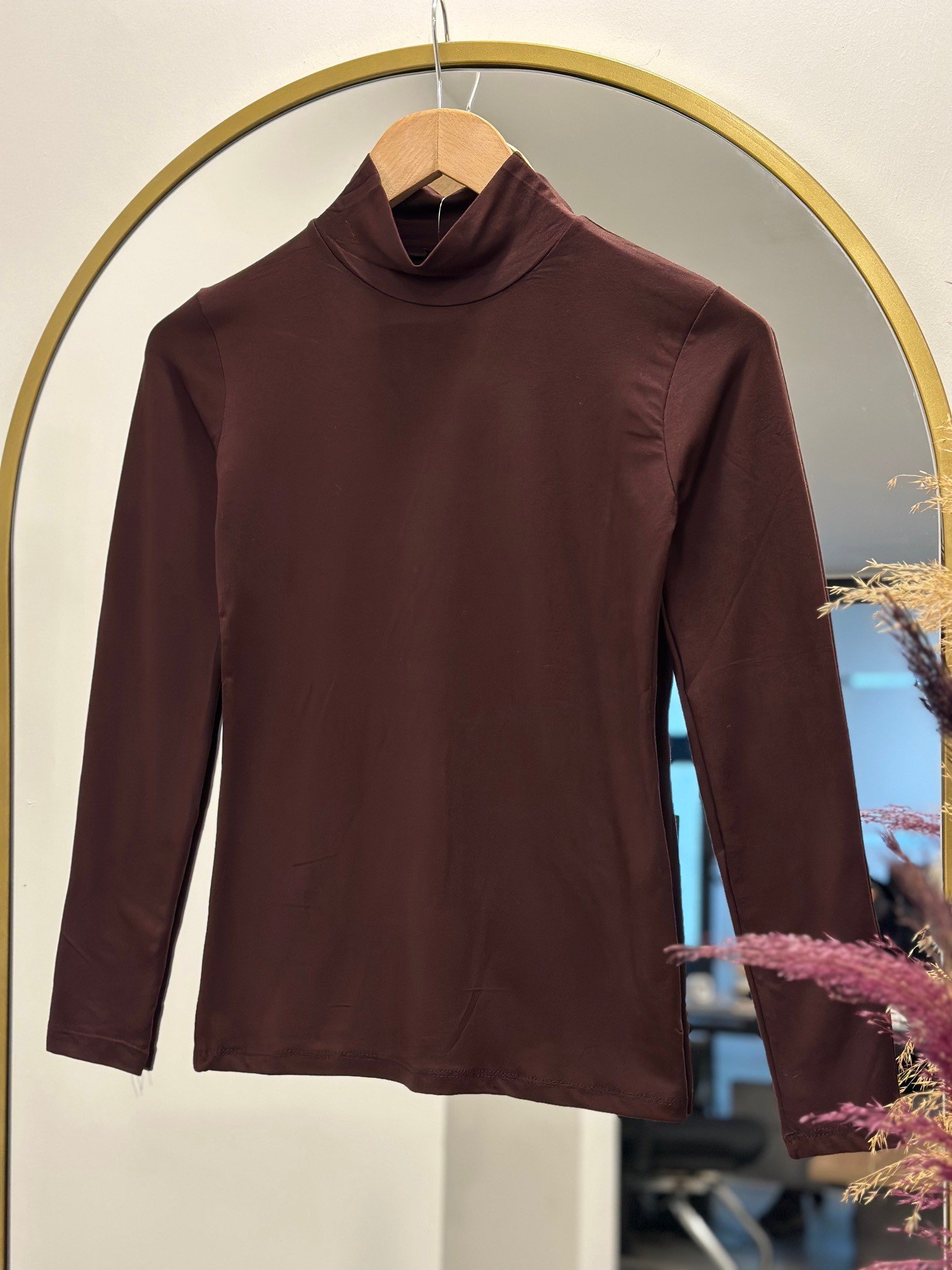 Esin Yarım Balıkçı Uzun Kol Penye Badi-EE123 Kahve