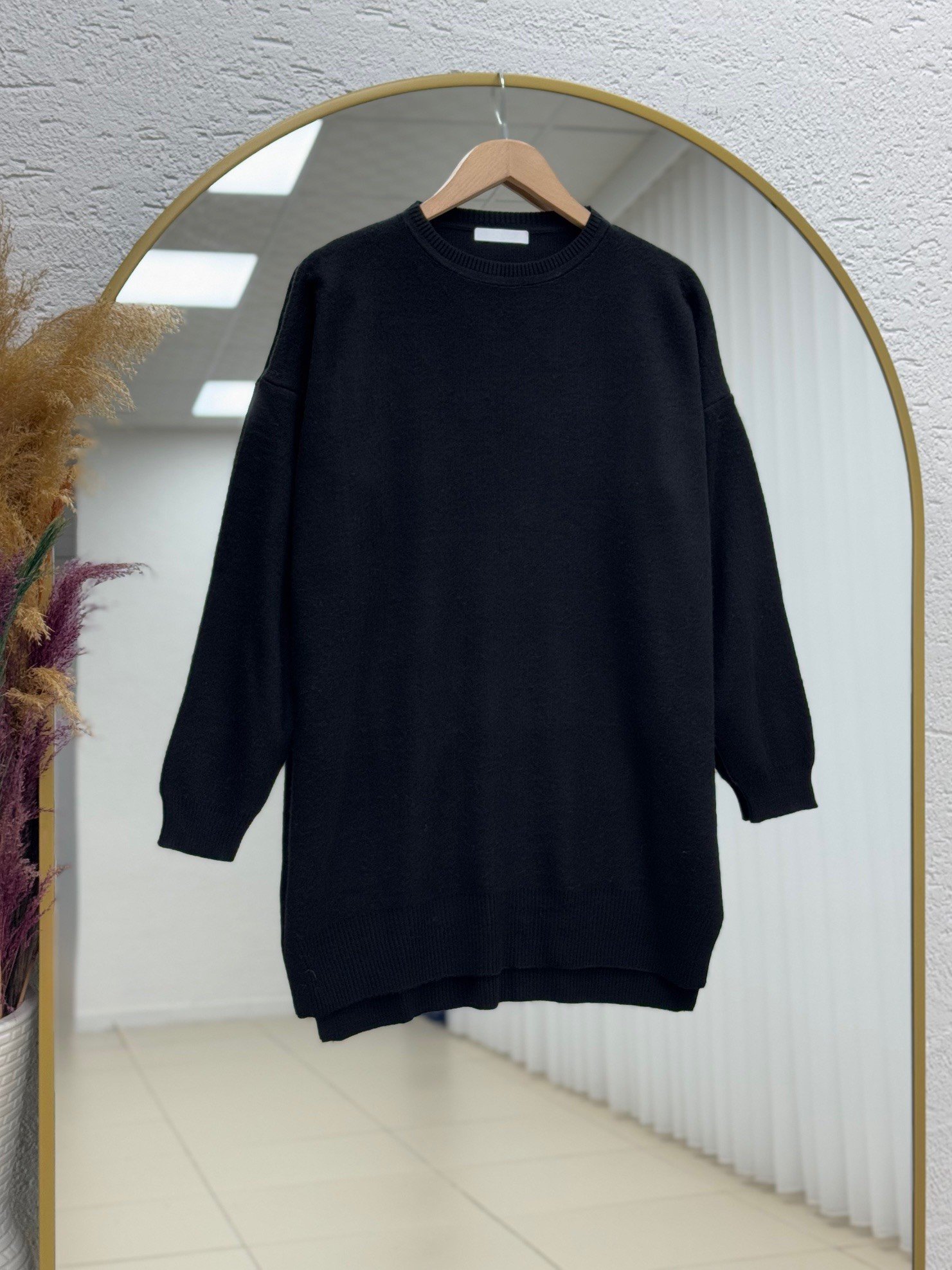 Ferelle Önü Kısa Arkası Uzun Yumoş Uzun Tunik-Zİ6242 Siyah