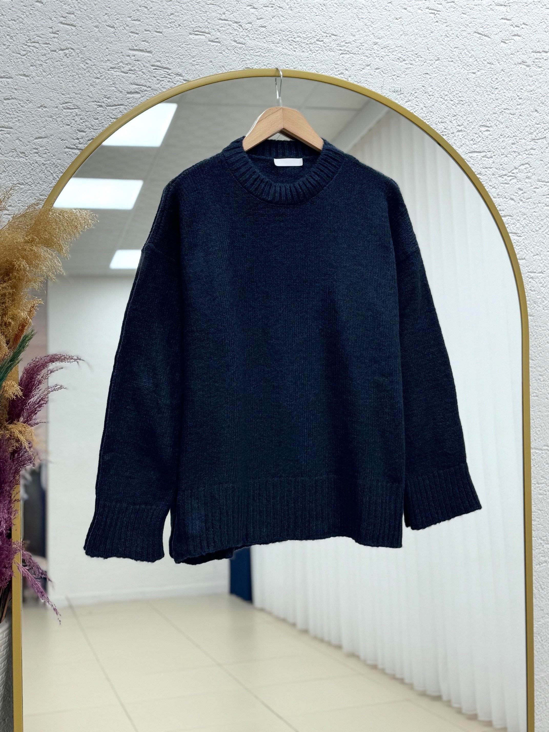 Ferera Kol Ucu Ve Altı Fitilli Örme Triko Kazak-Zİ6213 Lacivert