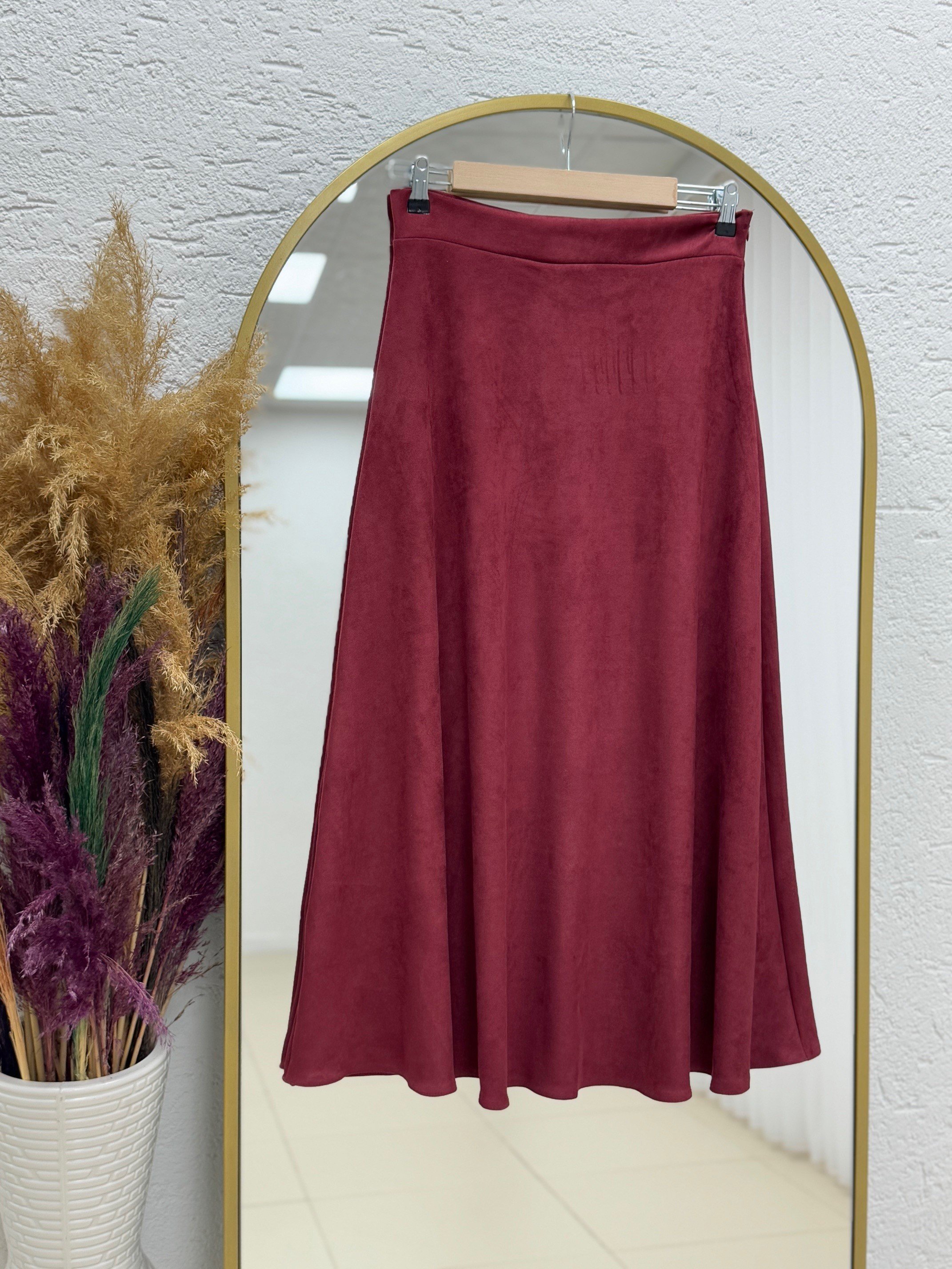 Gönül Süet Etek-BN4272 Bordo