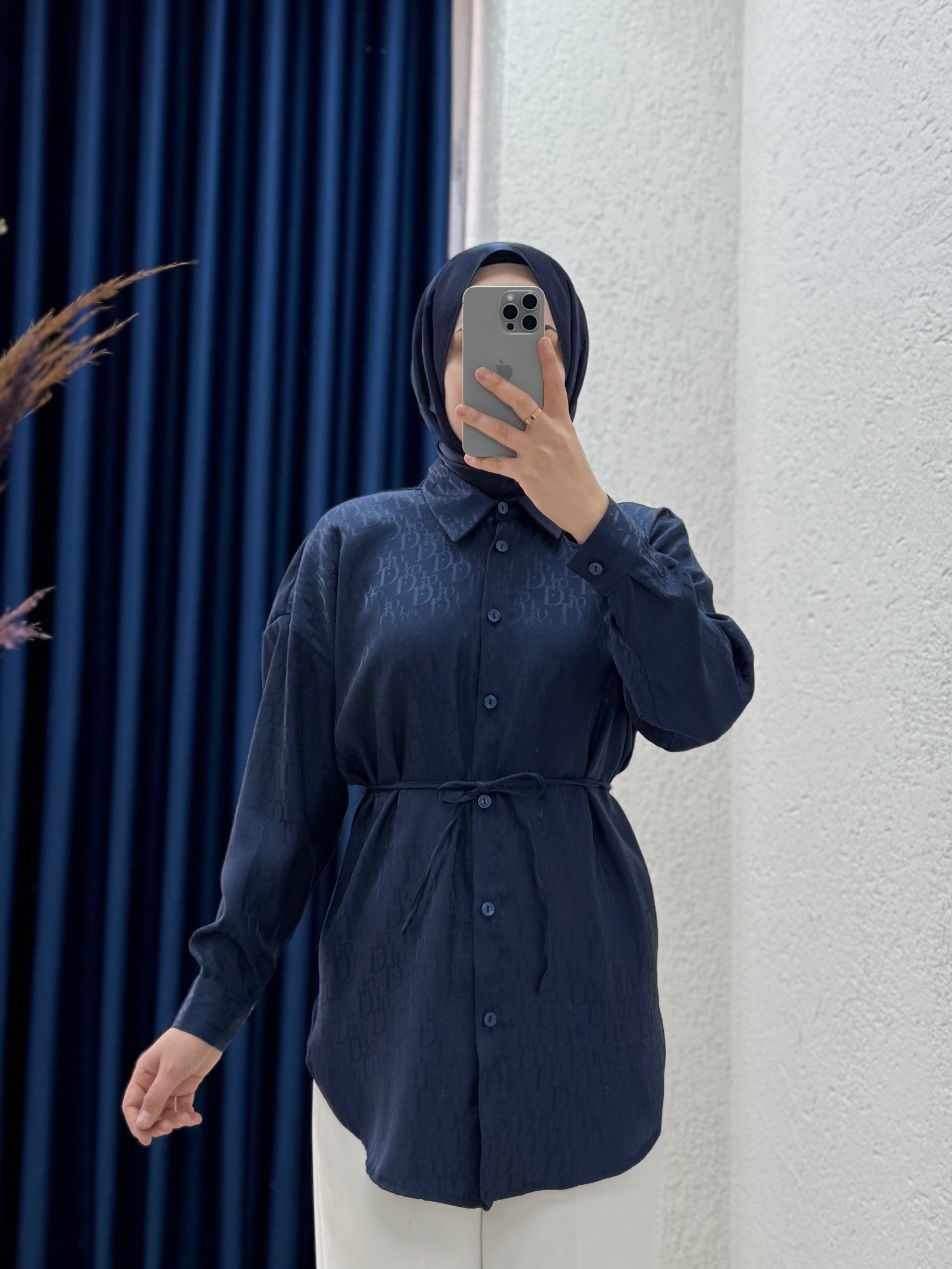 İzel Jakarlı Gömlek-BN4121 Lacivert