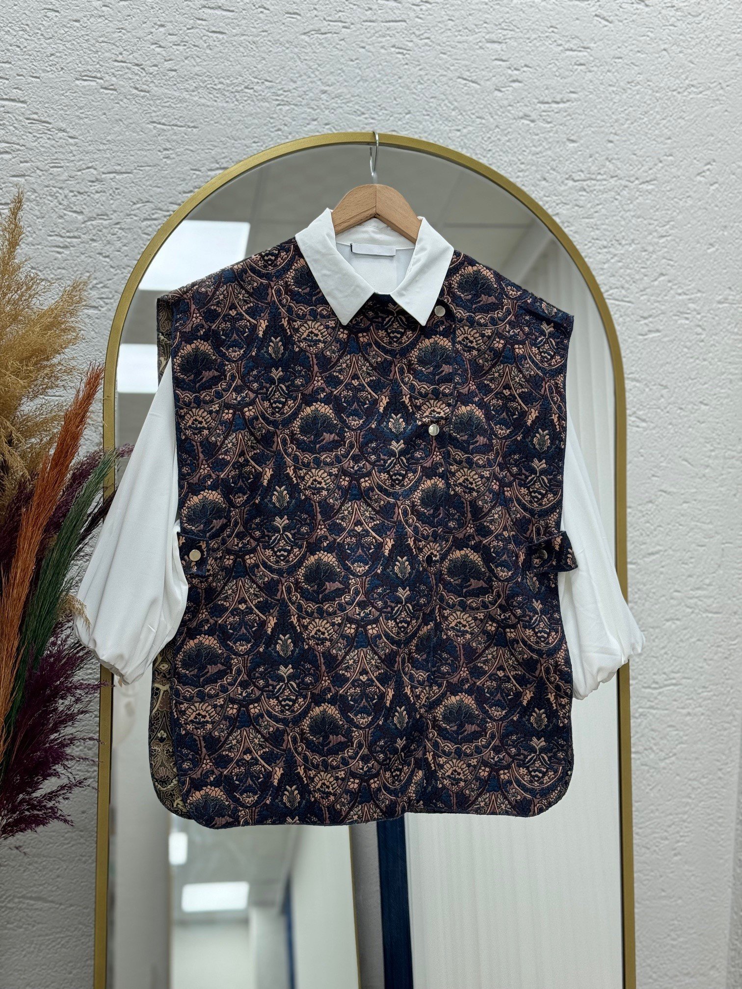 Karesia Etnik Desen Yelek-EU2954 Lacivert