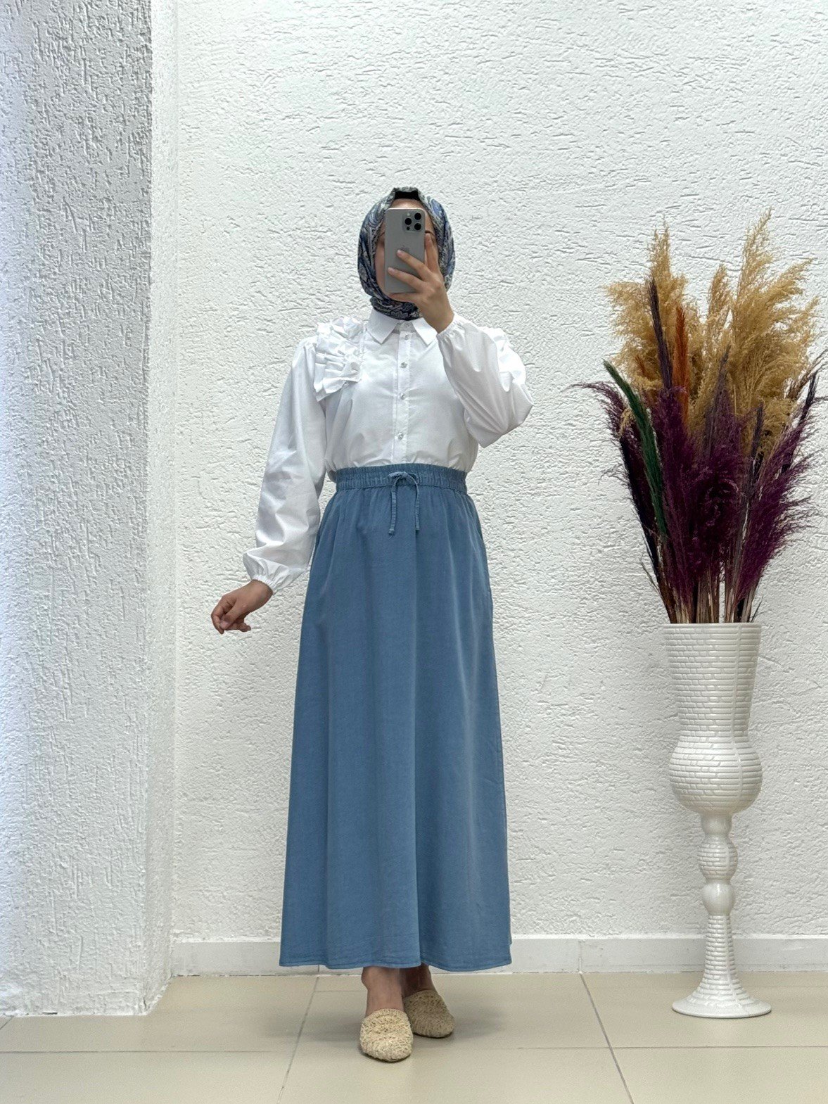 Lunona Çift Cepli Etek-MA8256 İndigo