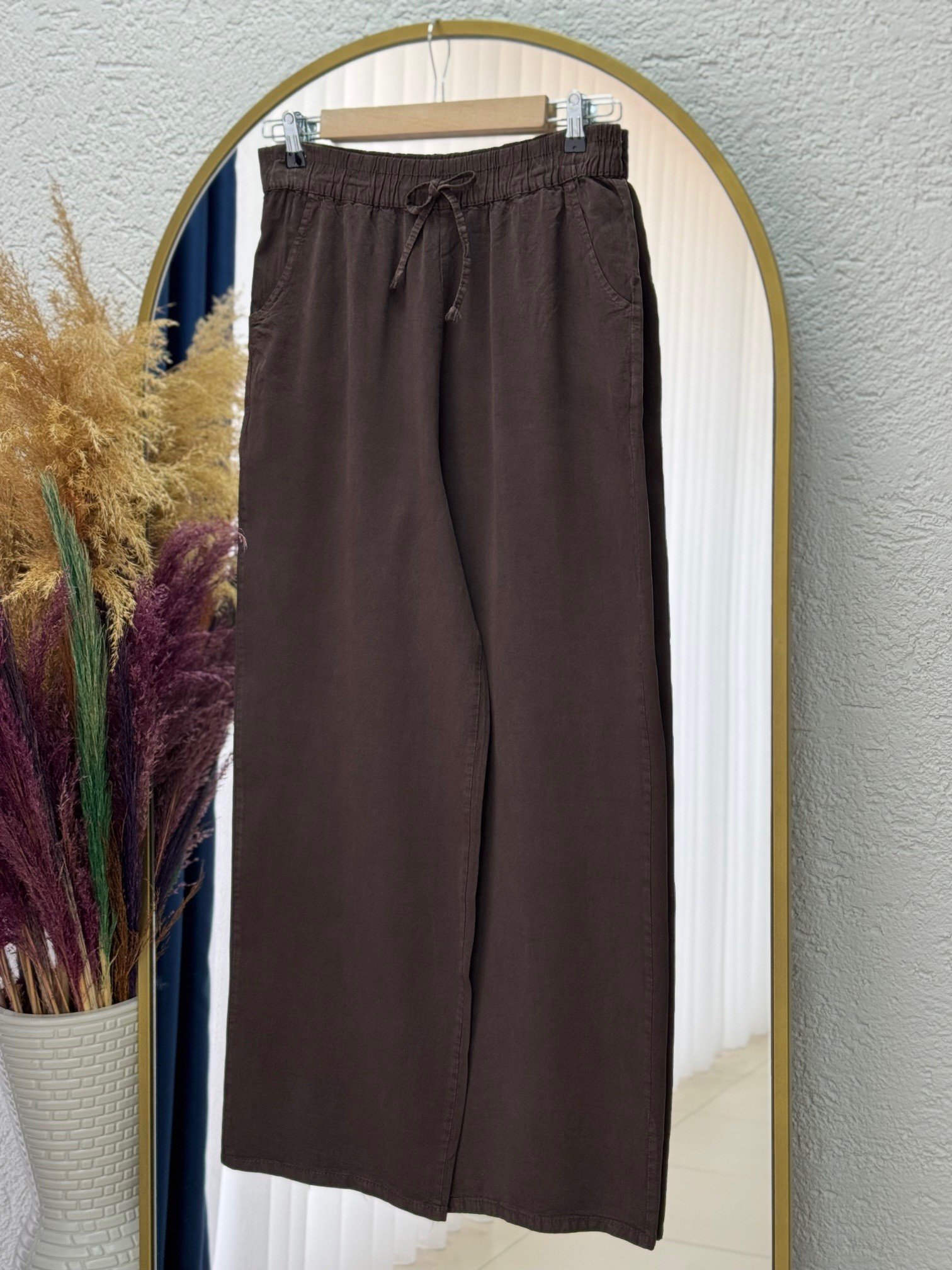 Lunora Beli Lastikli Bol Paça Pantolon-MA3204 Kahve