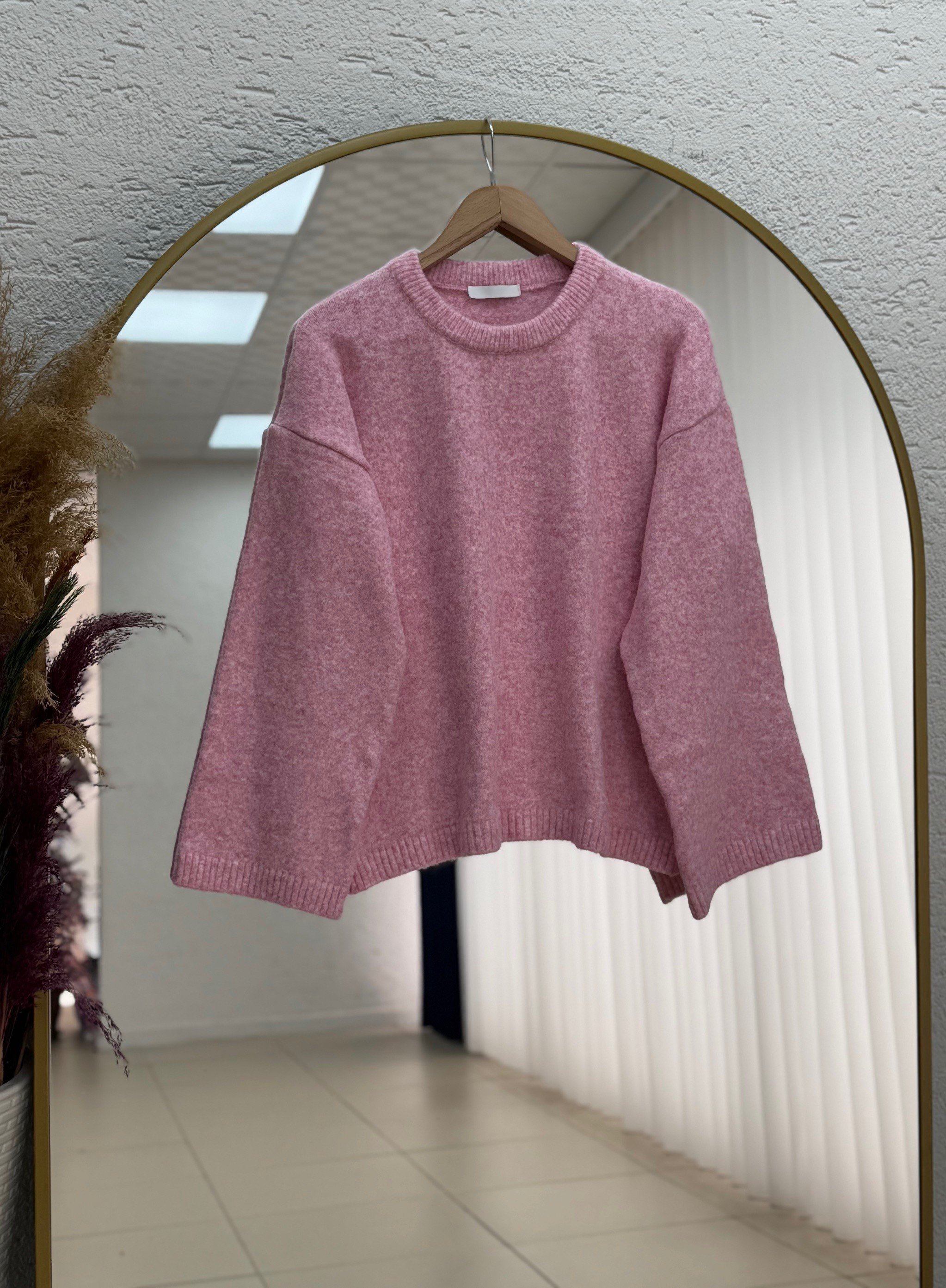 Mahin Altı ve Kol Ucu Fitilli Triko Kazak-Zİ7014 Pembe