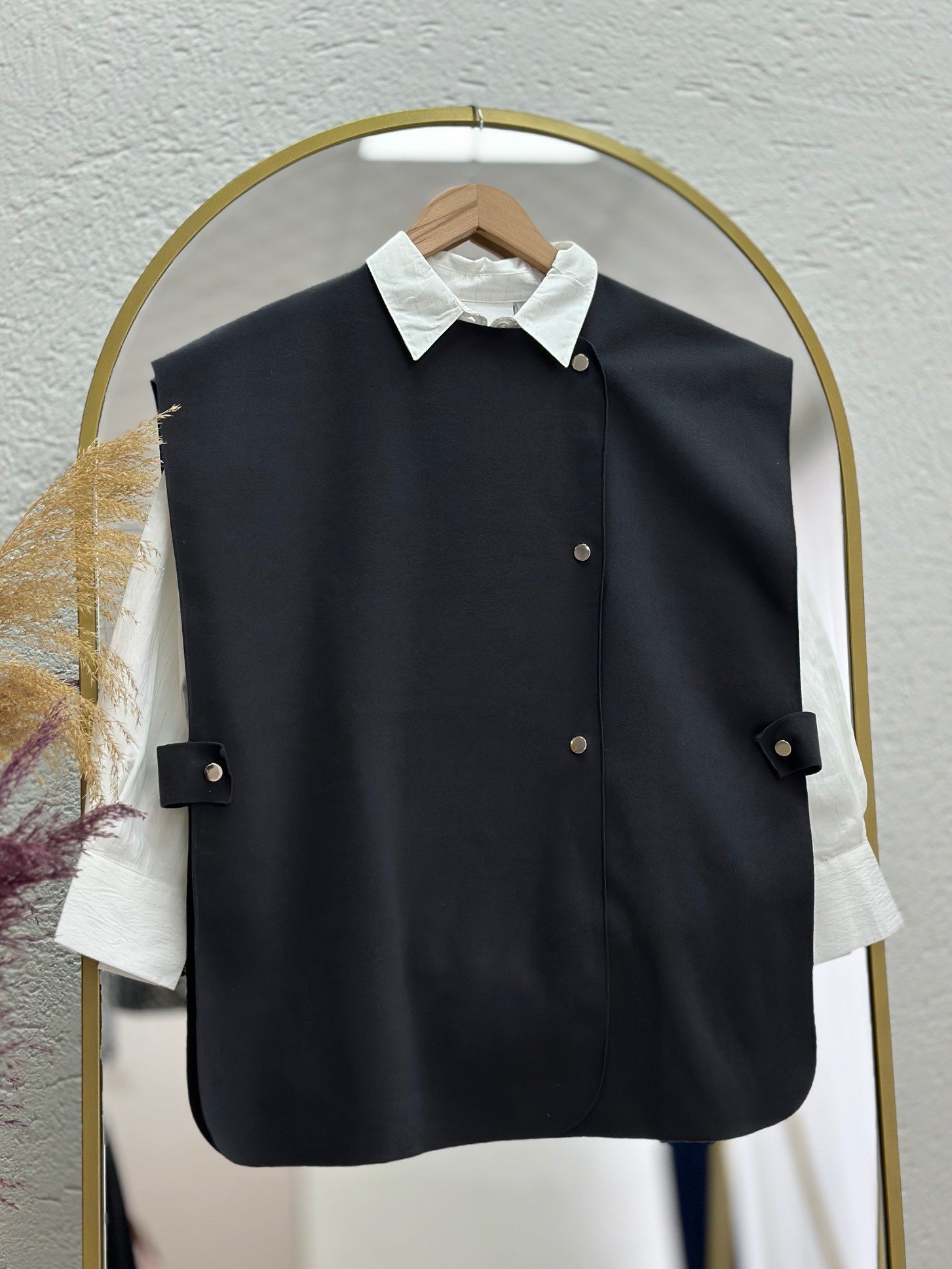 Maral Çıtçıt Detaylı Kaşe Yelek-EU2717 Antrasit