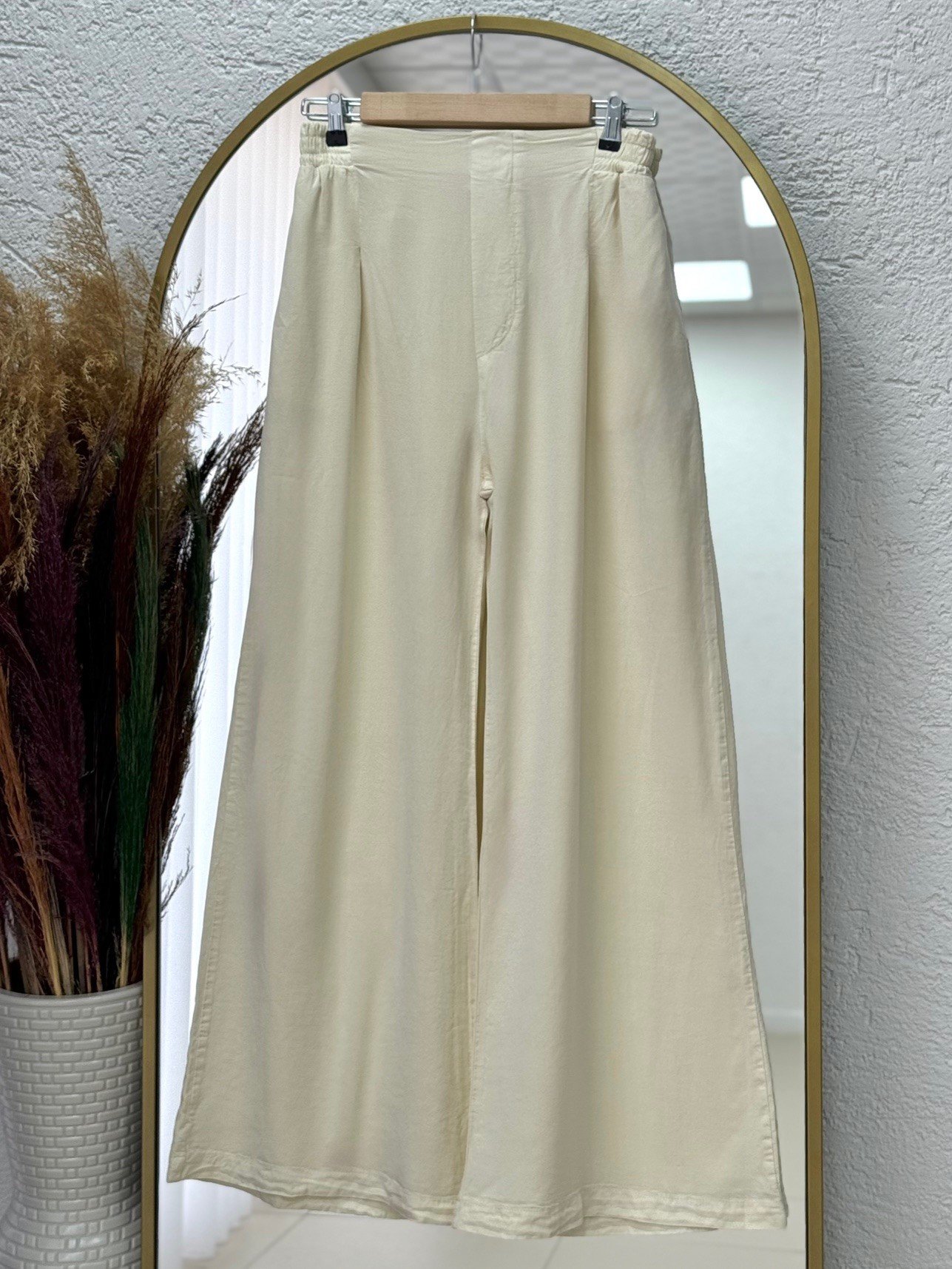 Meluna Relax Keten Pantolon-XE706 Taş