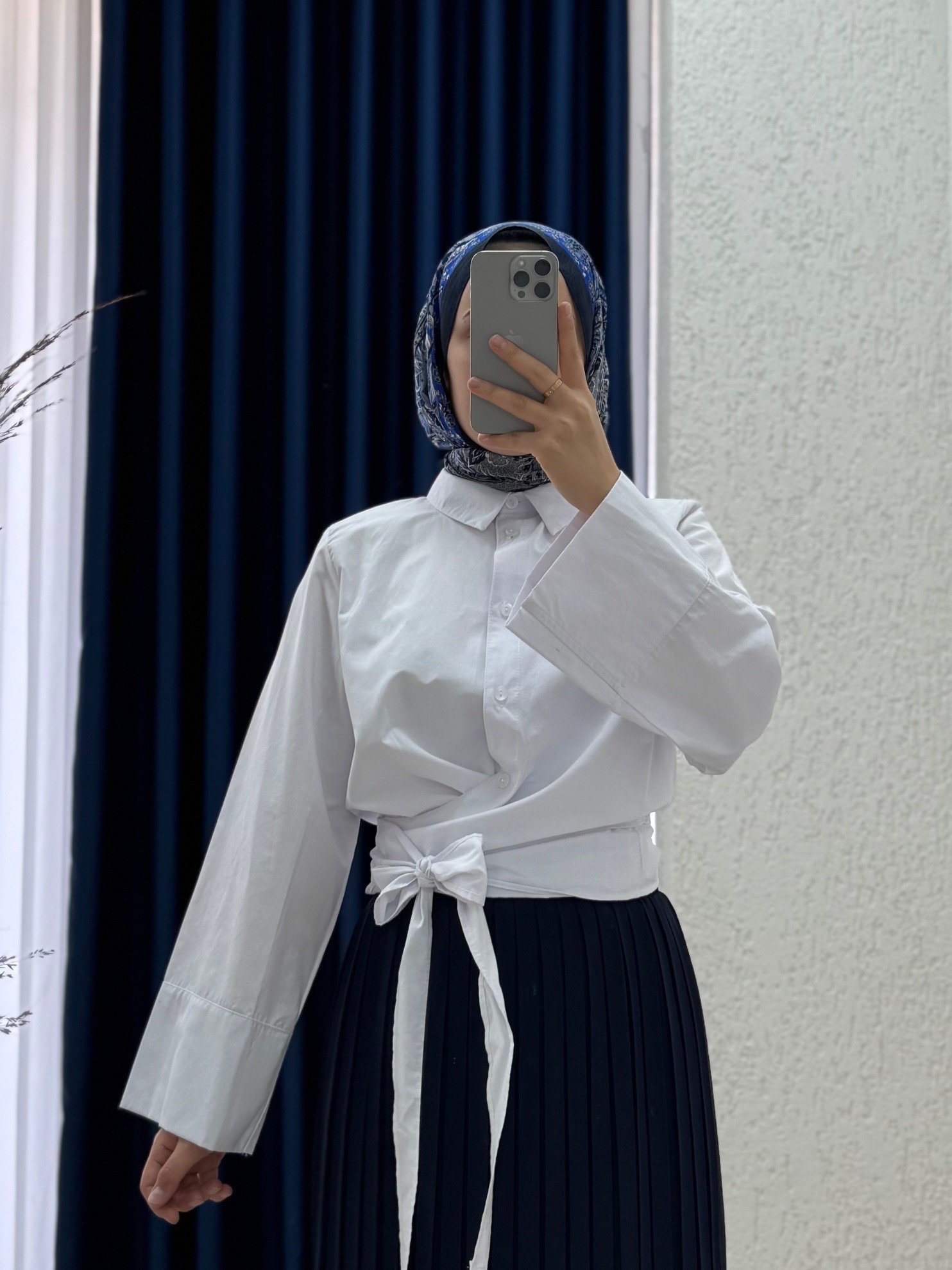 Pamira Belden Bağlamalı Gömlek-BN4205 Beyaz