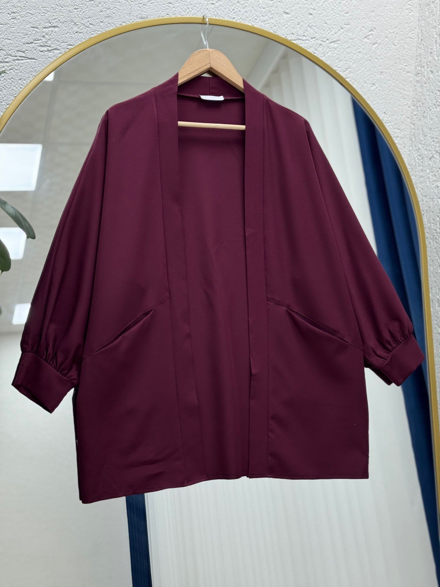 Rana Cep Detay Atlas Hırka-AS02423 Bordo