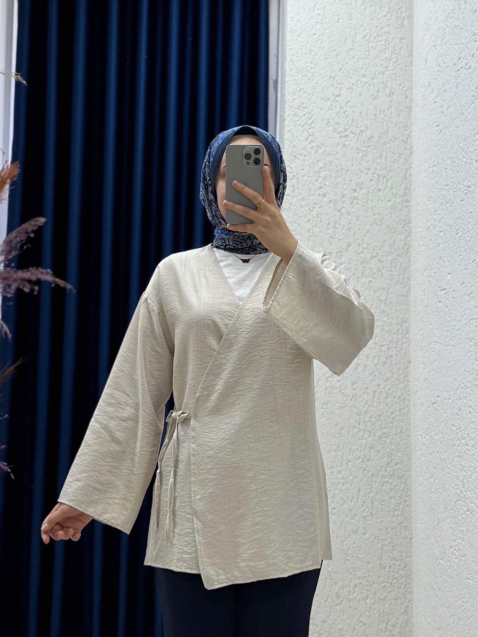 Sanedra Yandan Bağlamalı Çilek Kumaş Ceket-MF207 Taş