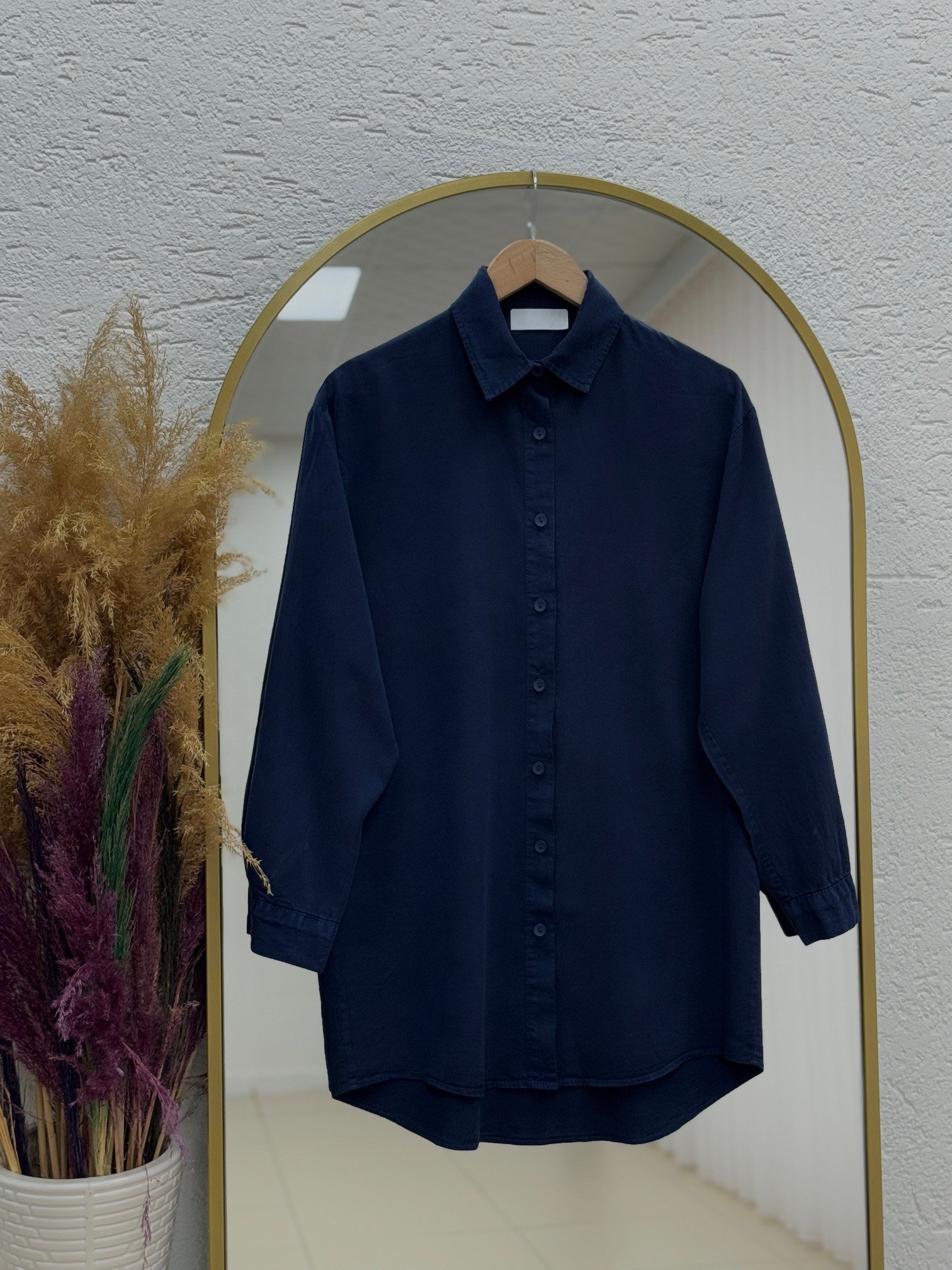 Sima Önü Kısa Arkası Uzun Gömlek-MA3011 Lacivert