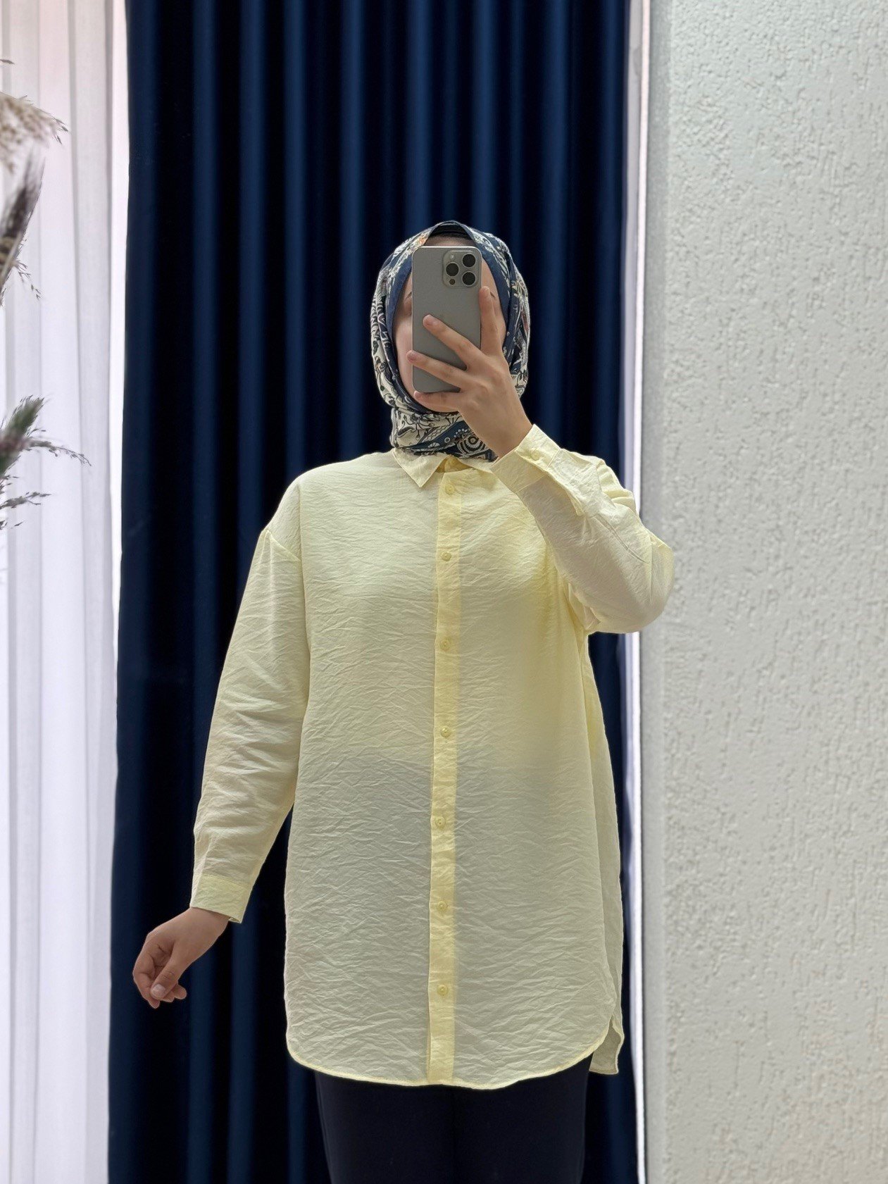 Sorique Önü Kısa Arkası Uzun Düz Çilek Gömlek-Zİ2137 Sarı