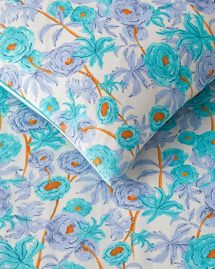 Abstract Flowers Kolay Ütülenir Tek Kişilik Nevresim Takımı 160x220 cm Yeşil-Mavi