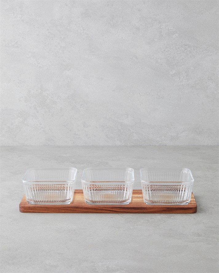 Acalis Akasya-Cam 4 Parça Sunumluk 33x10,5x6 cm Şeffaf