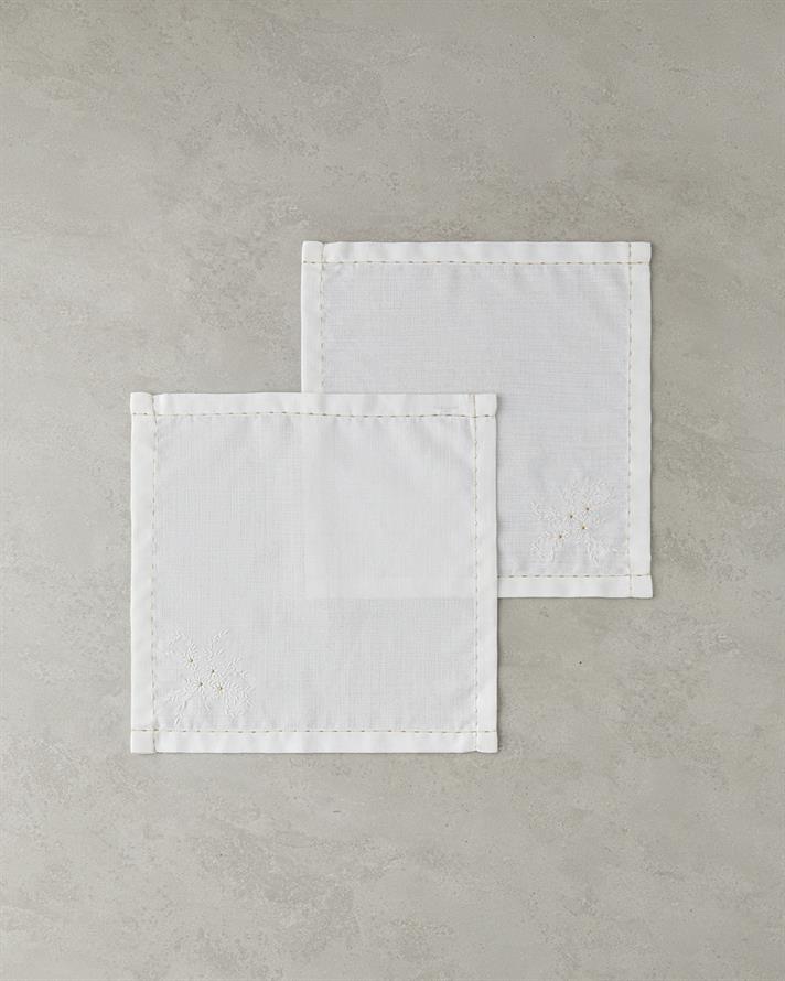 Adelina 2li Misafir Peçetesi Beyaz-Gold