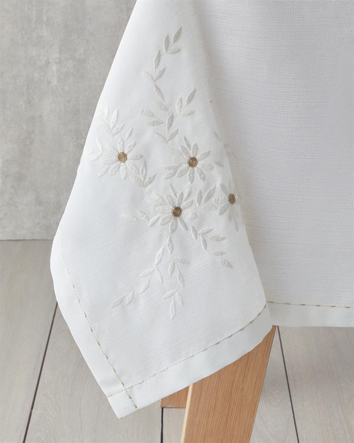 Adelina Polyester Masa Örtüsü 150x200 cm Beyaz-Gold
