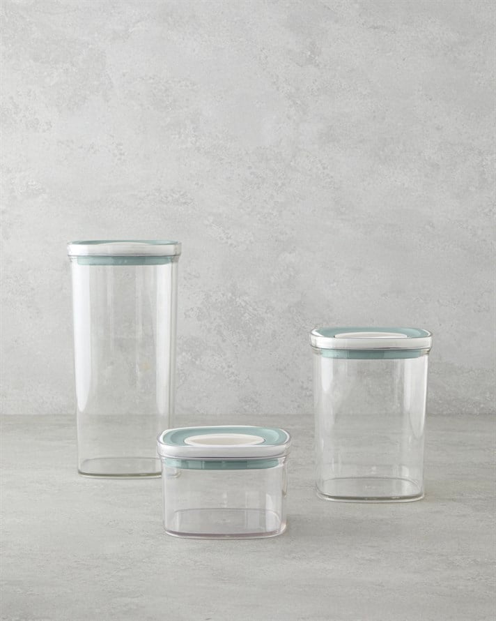Adly 3 Parça Saklama Kabı 700 ml – 1,4 L – 2 L Yeşil-Krem