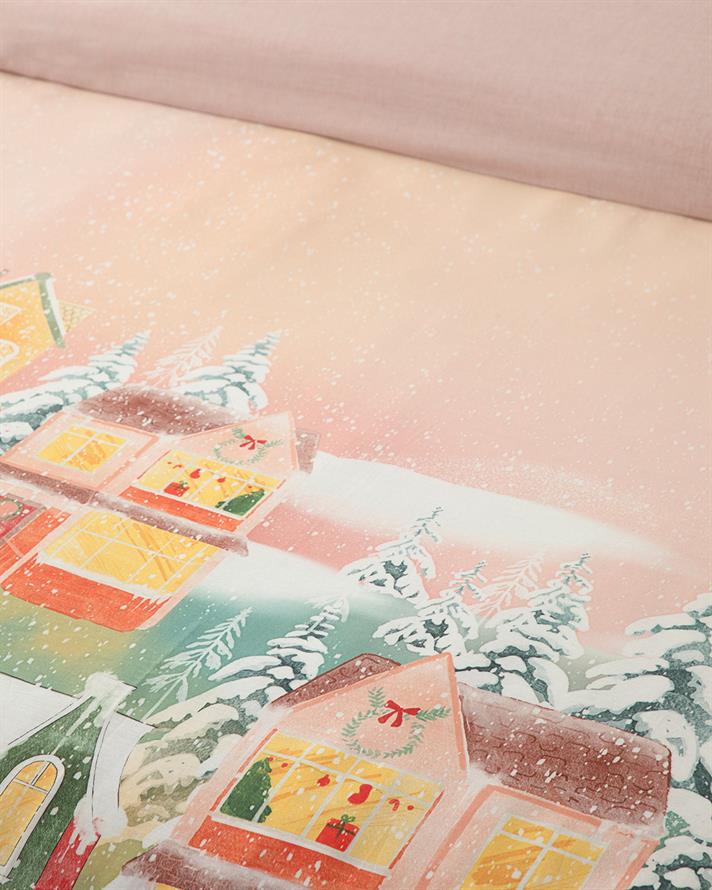 Afterglow Dijital Baskılı Pamuklu Çift Kişilik Çarşaflı Nevresim Takımı 200x220 cm Açık Seledon