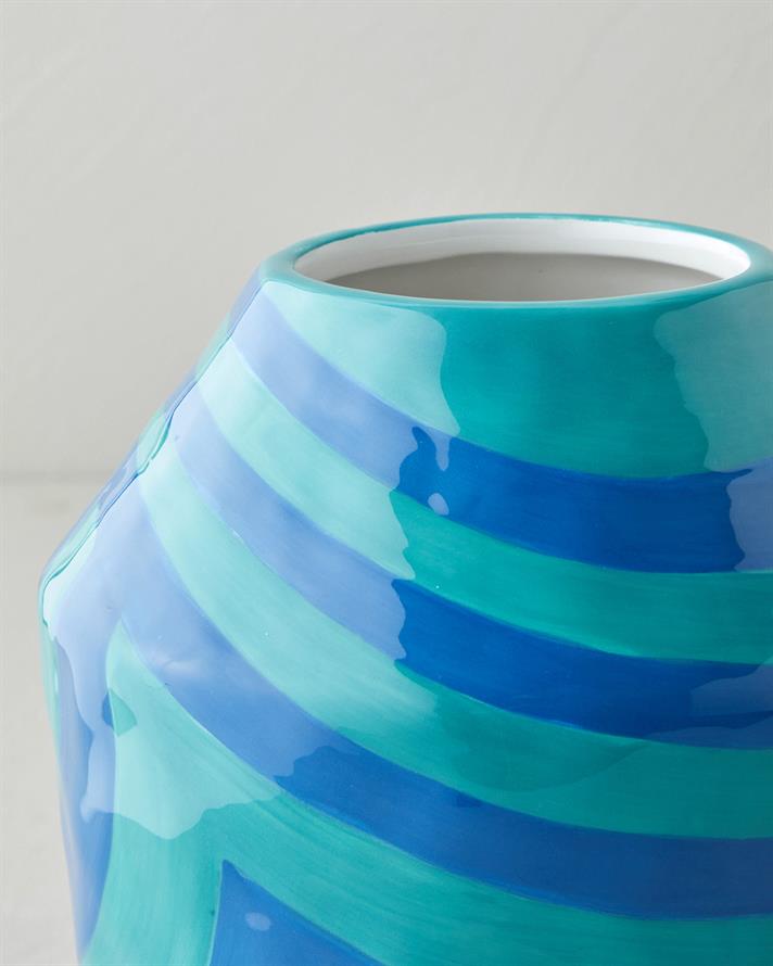 Alda Seramik Vazo 22 cm Yeşil-Mavi