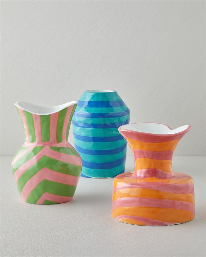 Alda Seramik Vazo 22 cm Yeşil-Mavi