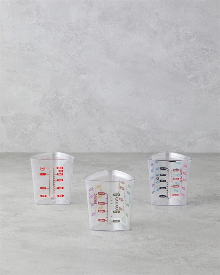 Aline 3lü Ölçü Kabı Mutfak Gereci 8x8x9 cm Şeffaf