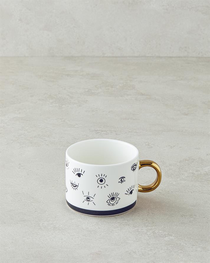 All Eyes On New Bone China Kupa 345 ml Siyah - Beyaz