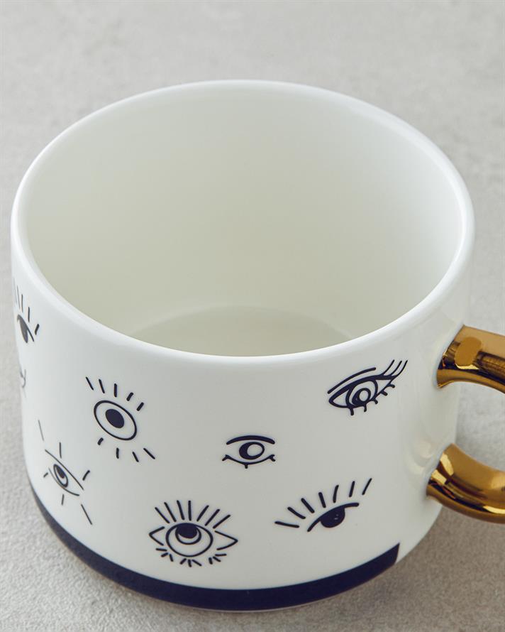 All Eyes On New Bone China Kupa 345 ml Siyah - Beyaz