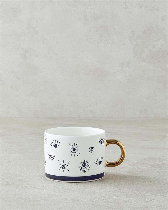 All Eyes On New Bone China Kupa 345 ml Siyah - Beyaz