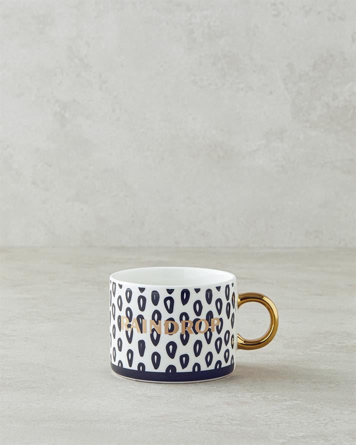 All Raindrop New Bone China Kupa 345 ml Siyah - Beyaz