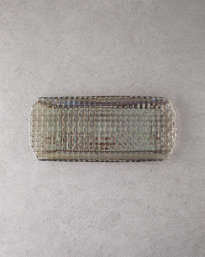 Alvin Cam Kayık Tabak 40x18 cm Antrasit