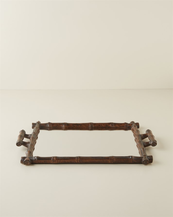 Alvin Polyresin Dekoratif Tepsi 32x46 cm Kahve