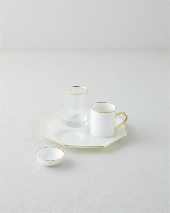 Alya Tek Kişilik Kahve Sunum Seti 90 ml Krem-Gold