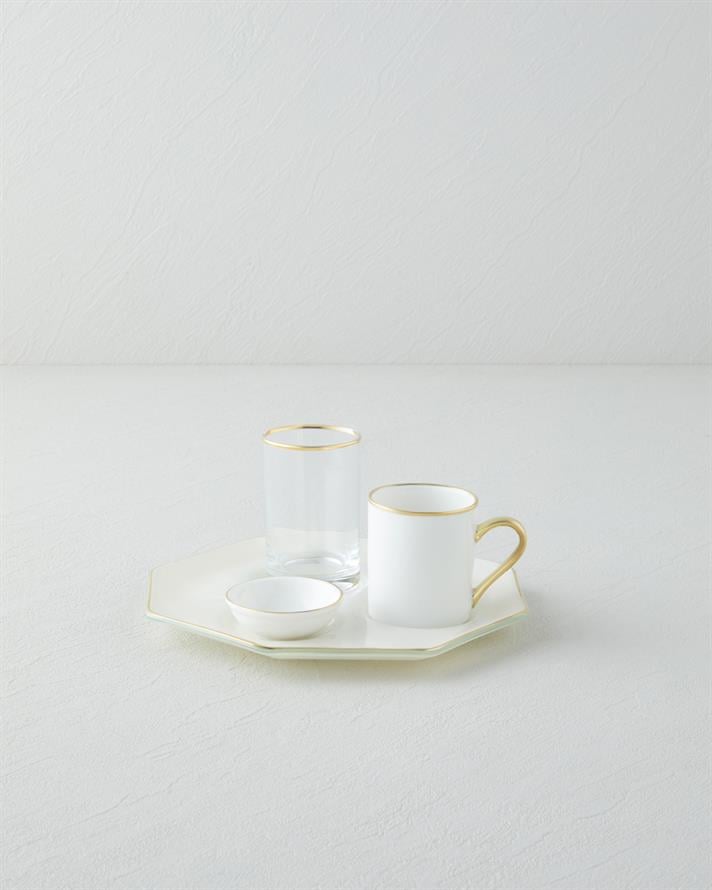 Alya Tek Kişilik Kahve Sunum Seti 90 ml Krem-Gold