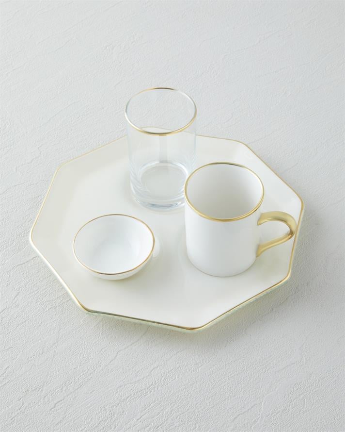 Alya Tek Kişilik Kahve Sunum Seti 90 ml Krem-Gold