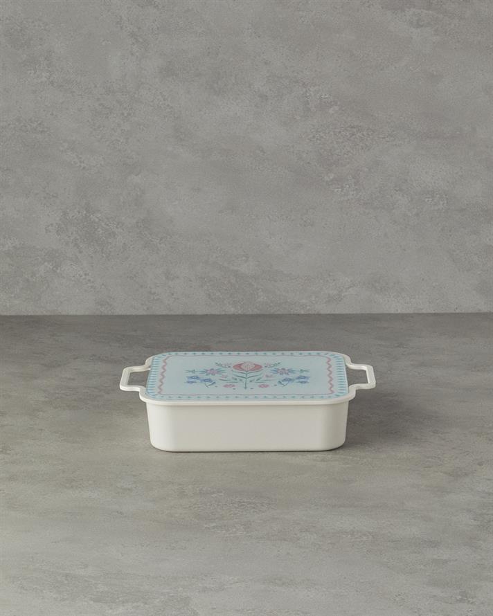 Alysa Melamin 4lü Cam Kapaklı Kahvaltılık 30x21 cm Renkli