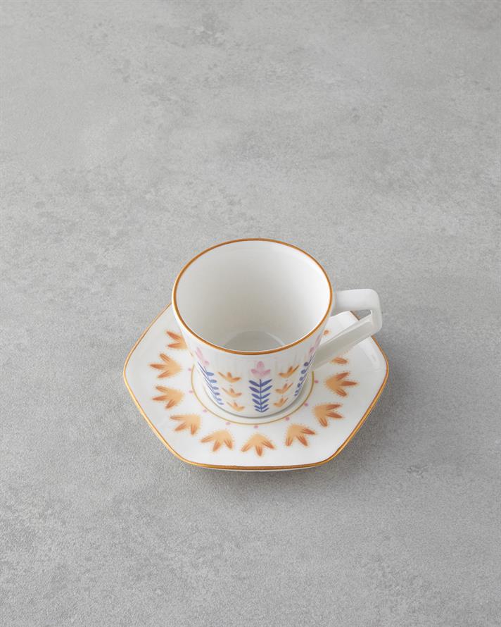 Amara Bone Porselen 4 Parça 2 Kişilik Kahve Fincan Takımı 80 ml Renkli