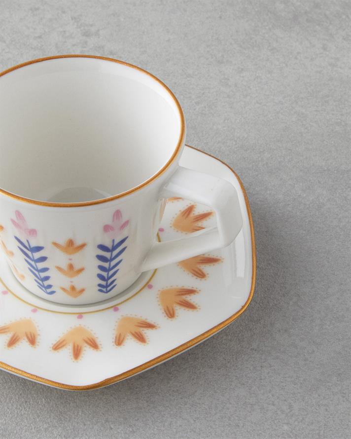 Amara Bone Porselen 4 Parça 2 Kişilik Kahve Fincan Takımı 80 ml Renkli