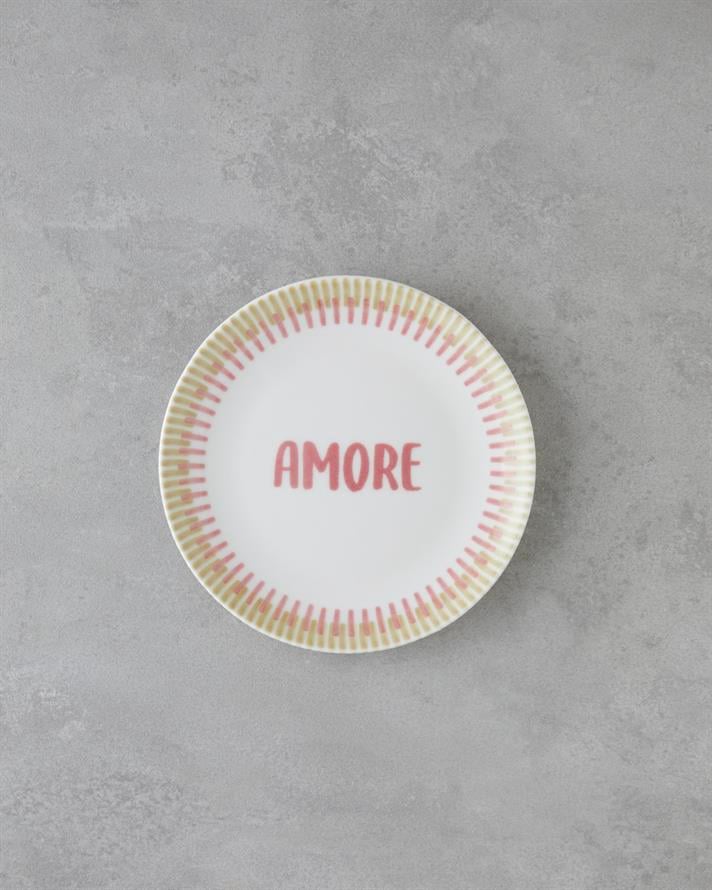 Amore Porselen 6lı Pasta Tabağı 19 cm Pembe - Yeşil