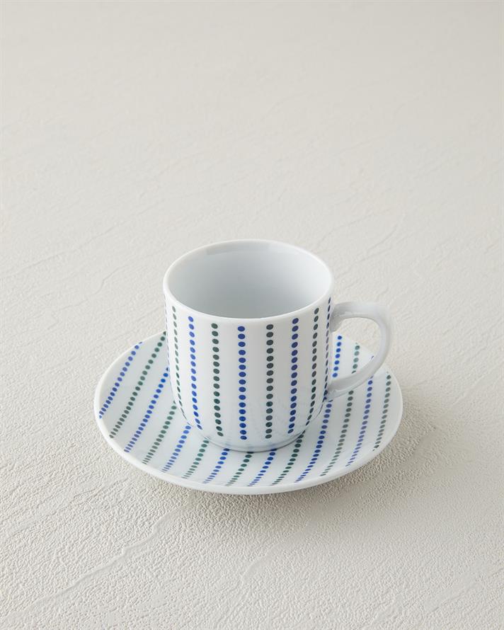 Anchor Porselen Kahve Fincan Takımı 4 Parça 2 Kişilik Mavi-Yeşil